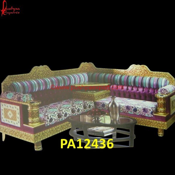 Royal Brass Carved L Shape Settee PA12436 Silver Furniture From Udaipur, Silver Furniture For UK, Silver Settee, Silver Sofa Side Table, Simple Metal Sofa Design, Teak Wood Carving Sofa Sets, Victorian Carved Sofa, What Is Silver.jpg