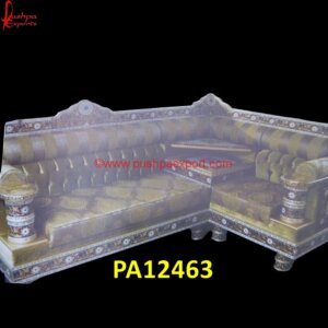 Meenakari White Metal Silver Corner Sofa Set