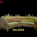 Raj Shahi Brass Metal Tufted L Shape Carved Sofa