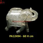 Pure Silver Carved Elephant Idol