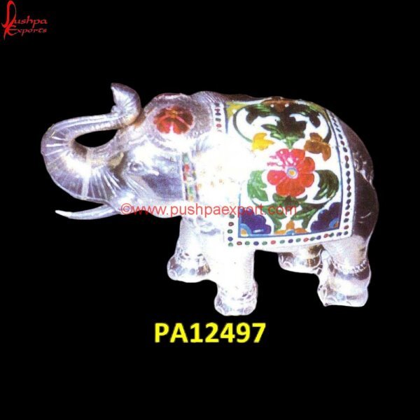 Meenakari Carved Silver Plated Elephant PA12497 Silver Plated Elephant, White Metal Elephant, White Metal Handicrafts, White Metal Murti, White Metal Statue, White Metal Animal Statue, Silver Elephant, Silver Elephant Statue, Si.jpg