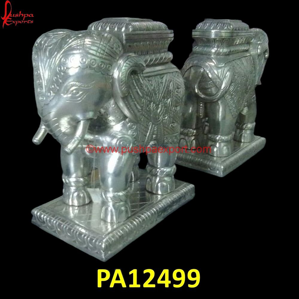 White Metal Elephant Statues