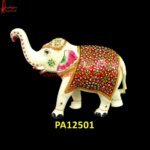 Solid White Metal Meenakari Elephant