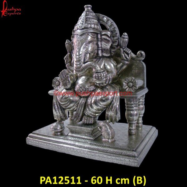 PA12511 (B) Silver Ganpati Murti, Silver Ganpati Statue, Silver Lord Ganesha Idol, Silver Ganesha Murti, White Metal Ganesh Statue, Antique Silver Ganesh Idol, White Metal Handicrafts, Silver.jpg