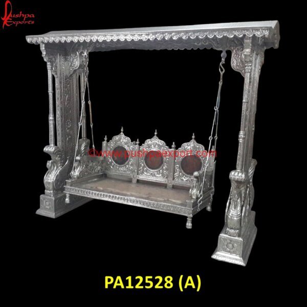 Silver Carving Swing PA12528 (A) Pure Silver Jhula, Silver Swing, Silver Carved Swing, Silver Carving Swing, Silver Wooden Carved Swing, White Metal Swing Stand, White Metal Swing Set, White Metal Swing Frame, White.jpg"