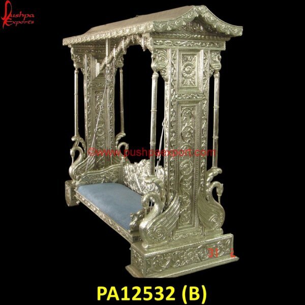 PA12532 (B) White Metal Products, White Metal Jhula, White Metal Handicrafts, White Metal Furniture Udaipur, Carved Swing, Carved Wood Indoor Swing, Chandi Ka Palna Price, German Silver Jhula, Hand.jpg"