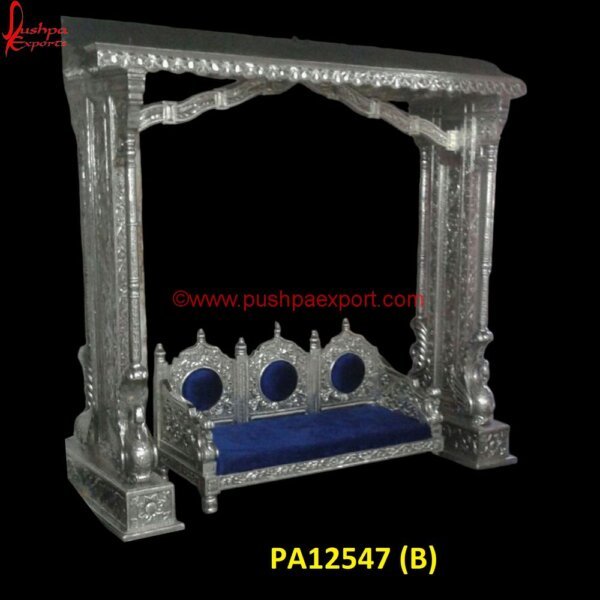 PA12547 (B) Indian Carved Swings, Pure Silver Jhula, Silver Swing, Silver Carved Swing, Silver Carving Swing, Silver Wooden Carved Swing, White Metal Swing Stand, White Metal Swing Set, White Metal.jpg"