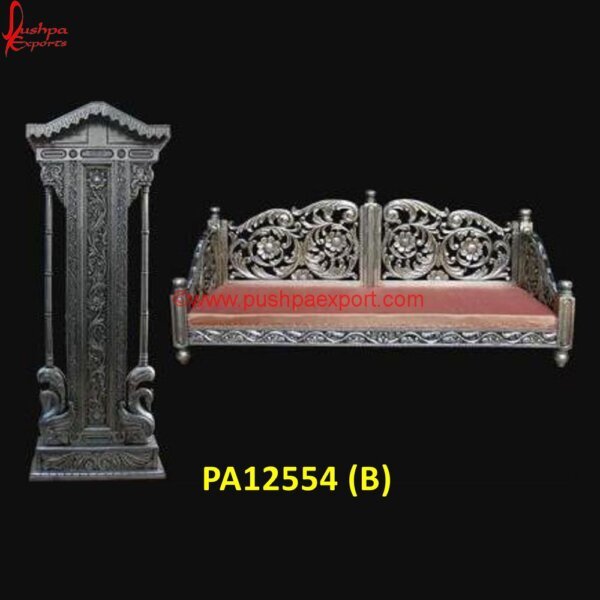 PA12554 (B) White Metal Jhula, White Metal Handicrafts, White Metal Furniture Udaipur, Carved Swing, Carved Wood Indoor Swing, Chandi Ka Palna Price, German Silver Jhula, Hand Carved Swing, Hand.jpg"