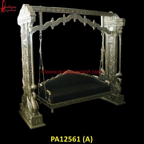 White Metal Carving Jhula PA12561 (A) Hand Carved Wooden Swing, Indian Carved Swings, Pure Silver Jhula, Silver Swing, Silver Carved Swing, Silver Carving Swing, Silver Wooden Carved Swing, White Metal Swing Stand, White.jpg"