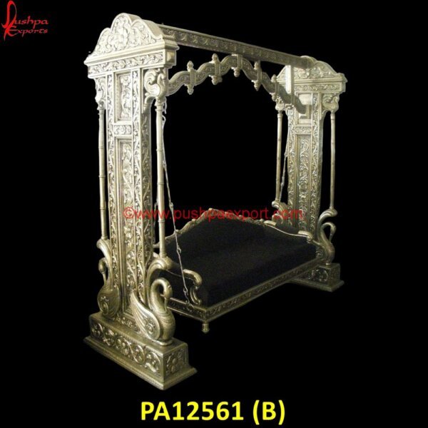 PA12561 (B) Indian Carved Swings, Pure Silver Jhula, Silver Swing, Silver Carved Swing, Silver Carving Swing, Silver Wooden Carved Swing, White Metal Swing Stand, White Metal Swing Set, White Metal.jpg"