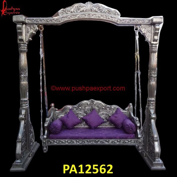 Pure Silver Metal Carved Swing PA12562 Silver Swing, Silver Carved Swing, Silver Carving Swing, Silver Wooden Carved Swing, White Metal Swing Stand, White Metal Swing Set, White Metal Swing Frame, White Metal Swing, White.jpg"