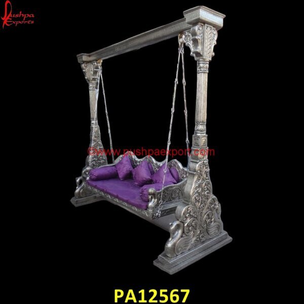 Silver Metal Indian Carved Swing PA12567 White Metal Swing, White Metal Products, White Metal Jhula, White Metal Handicrafts, White Metal Furniture Udaipur, Carved Swing, Carved Wood Indoor Swing, Chandi Ka Palna Price, German.jpg"