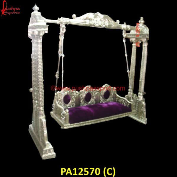 PA12570 (C) Carved Swing, Carved Wood Indoor Swing, Chandi Ka Palna Price, German Silver Jhula, Hand Carved Swing, Hand Carved Wooden Swing, Indian Carved Swings, Pure Silver Jhula, Silver Swing.jpg"