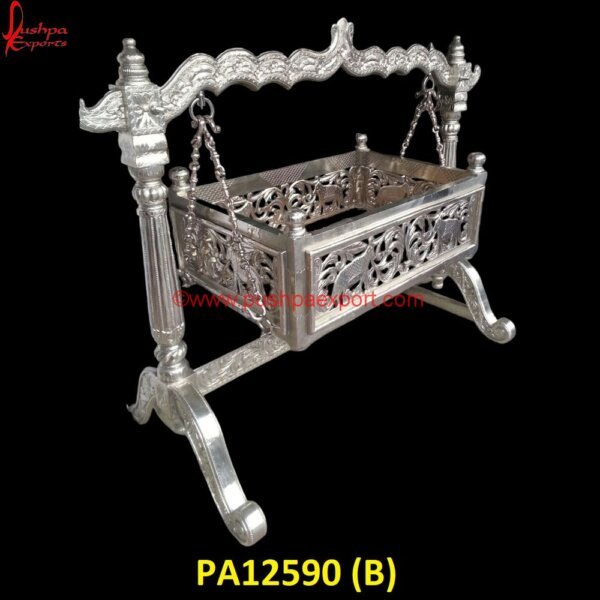 PA12590 (B) White Metal Swing Stand, White Metal Swing Set, White Metal Swing Frame, White Metal Swing, White Metal Products, White Metal Jhula, White Metal Handicrafts, White Metal Furniture.jpg"