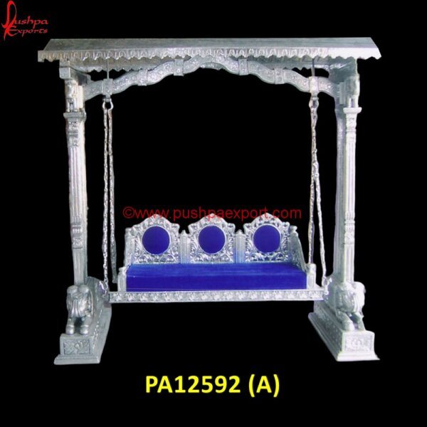 Silver Carved Swing With Elephant Design PA12592 (A) White Metal Products, White Metal Jhula, White Metal Handicrafts, White Metal Furniture Udaipur, Carved Swing, Carved Wood Indoor Swing, Chandi Ka Palna Price, German Silver Jhula, Hand.jpg"