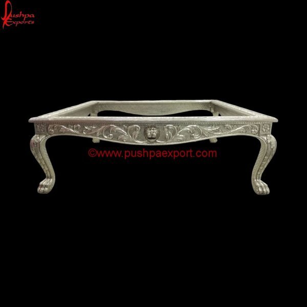 Lion Face Silver Coffee Table PA12668 (A) White Metal Bedside Table, White Metal Desk With Drawers, White Metal Dressing Table, White Metal Drum Table, White Metal Furniture, White Metal Nesting Tables, White Metal Round Cof.jpg"