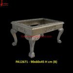 Silver Wood Coffee Table With Carving