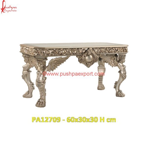 Angel Wings Carved Coffee Table PA12709 White Metal Bedside Table, White Metal Desk With Drawers, White Metal Dressing Table, White Metal Drum Table, White Metal Furniture, White Metal Nesting Tables, White Metal Round Coffee.jpg"