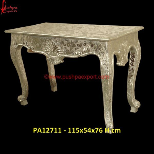 Silver Coated Carved Table PA12711 White Metal Dressing Table, White Metal Drum Table, White Metal Furniture, White Metal Nesting Tables, White Metal Round Coffee Table, White Metal Round Table, White Metal Table And Chai.jpg"