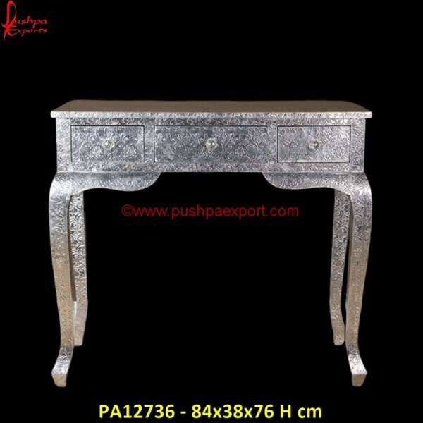 Silver Metal Table Desk With Drawers PA12736 Carved Wood Table, Carved Indian Coffee Table, Hand Carved Nightstand, Hand Carved Table, Hand Carved Coffee Table, Modern Silver Table Lamp, Silver And Wood Coffee Table, Silver Bar.jpg"