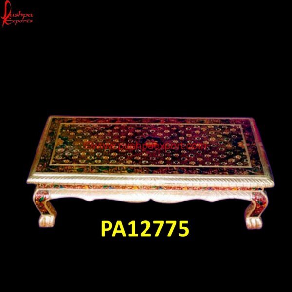 Brass Metal Meenakari Chowki PA12775 Metal Table Legs, Carved Wood Coffee Table, Carved Nightstand, Round Silver Coffee Table, Silver Coffee Table, Silver Console Table, Silver End Table, Silver Lamp Tables, Silver Side Tab.jpg"