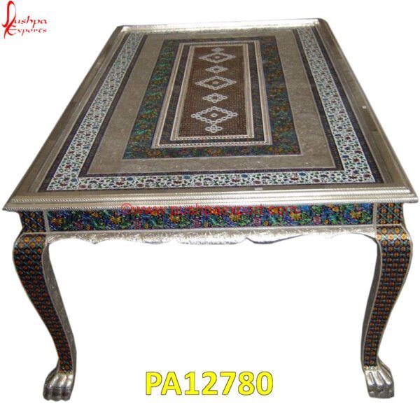 Meenakari Carved Coffee Table PA12780 Silver Console Table, Silver End Table, Silver Lamp Tables, Silver Side Table, Silver Table, Carved Dining Table, Carved Table, Carved Wood Accent Table, Carved Wood Console Tables.jpg"