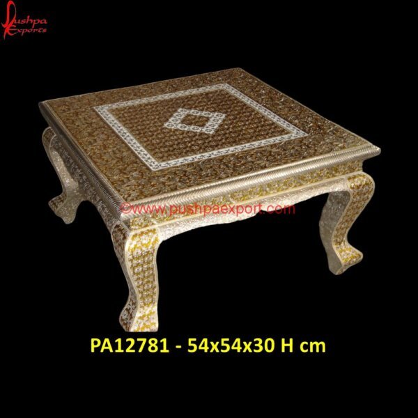 Meenakari Chowki PA12781 Silver End Table, Silver Lamp Tables, Silver Side Table, Silver Table, Carved Dining Table, Carved Table, Carved Wood Accent Table, Carved Wood Console Table, Carved Wood End Tables.jpg"