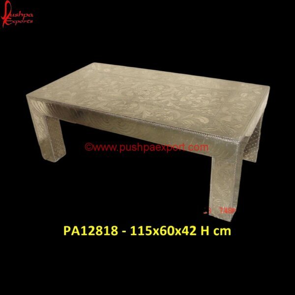 Silver Metal Embossed Coffee Table PA12818 White Metal Bedside Table, White Metal Desk With Drawers, White Metal Dressing Table, White Metal Drum Table, White Metal Furniture, White Metal Nesting Tables, White Metal Round Coffee.jpg"