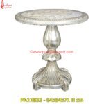 White Metal Round Hand Carved Table