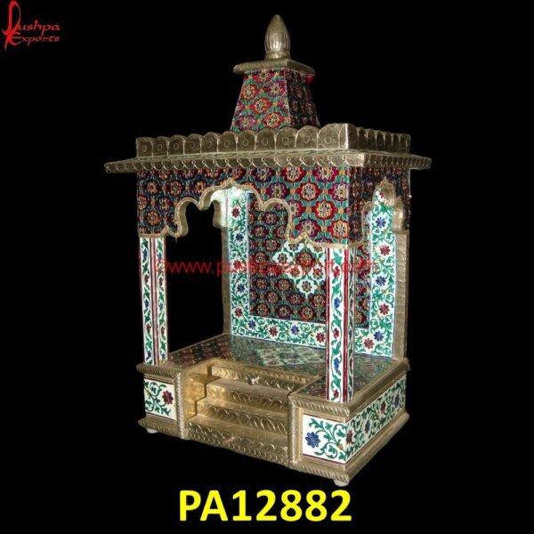 Meenakari Brass Metal Mandir PA12882 Carved Pooja Mandir, Carved Temple, Carving Mandir, German Silver Pooja Mandir, India Carved Temple, Oxidised Temple, Pure Silver Pooja Mandir, Pure Silver Temple, Silver Coated Pooja.jpg