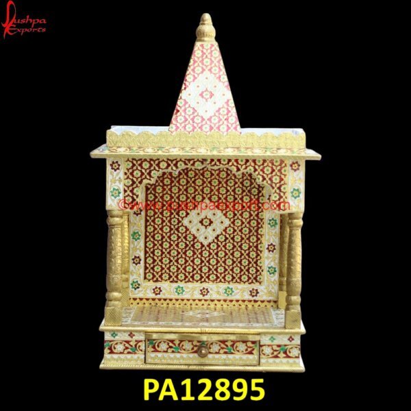 Brass Indian Temple For Home with Meenakari Work PA12895 Silver Pooja Mandapam, Silver Pooja Mandir, Silver Temple, White Metal Ganesh Murti, White Metal God Idols, White Metal God Statues, White Metal Krishna Idol, White Metal Lakshmi Idol.jpg