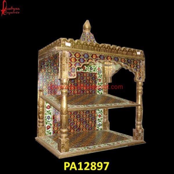 Brass Metal Temple For Home in Meenakari PA12897 Silver Temple, White Metal Ganesh Murti, White Metal God Idols, White Metal God Statues, White Metal Krishna Idol, White Metal Lakshmi Idol, White Metal Mandir, White Metal Mantapa.jpg