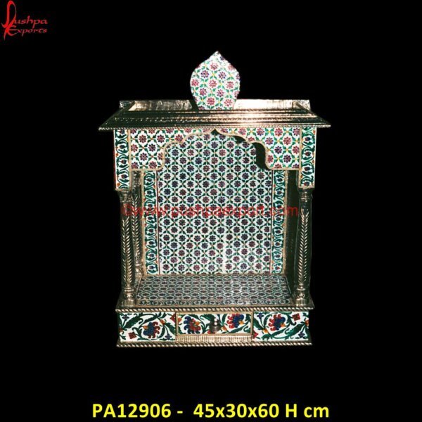 Floral Meenakari Pooja Mandir PA12906 White Metal Pooja Mandir, White Metal Pooja Mantap, White Metal Pooja Stand, White Metal Radha Krishna, White Metal Sculpture, White Metal Statue, White Metal Temple, Wood Carving Mandir.jpg