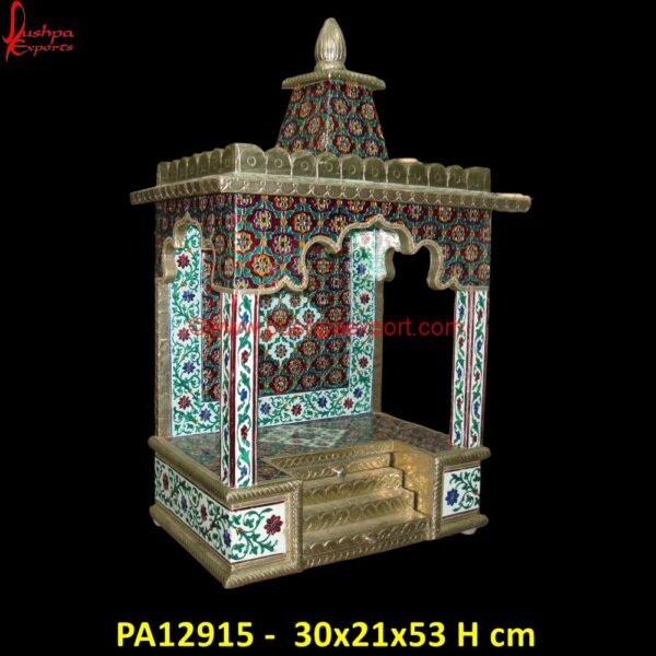 Floral Silver Pooja Mandir with Meenakari PA12915 Wooden Carved Mandir For Home, Wooden Carved Temple For Home, Wooden Carving Pooja Mandir, Carved Pooja Mandir, Carved Temple, Carving Mandir, German Silver Pooja Mandir, India Carved.jpg