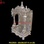 Pure Silver Metal Floral Carved Pooja Mandir