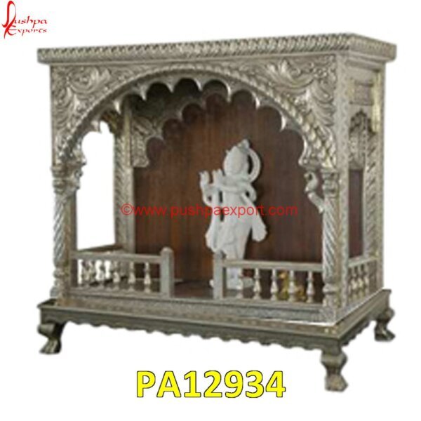 Wooden Carving Mandir PA12934 White Metal God Statues, White Metal Krishna Idol, White Metal Lakshmi Idol, White Metal Mandir, White Metal Mantapa, White Metal Pooja Chowki, White Metal Pooja Mandir, White Metal.jpg