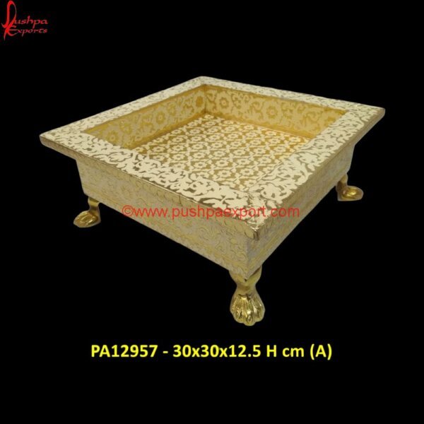 Brass Decorative Tray PA12957 (A) silver dry fruit tray, silver metal tray, silver plated tray, silver rectangle tray, silver trays, vintage silver tray, white metal round tray, white metal serving tray, white metal.jpg