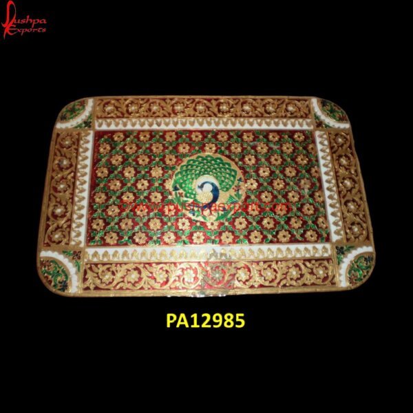 Brass Metal Meenakari Plate PA12985 metal tray with wooden handles, metal wood tray, oval silver tray, round metal and wood tray, round white metal tray, round wood decorative tray, rustic serving trays, serving silver.jpg