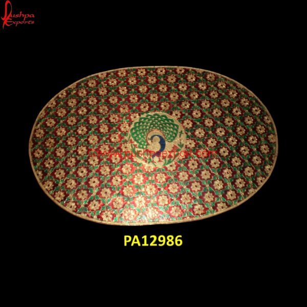 Brass Meenakari Serving Plate PA12986 metal wood tray, oval silver tray, round metal and wood tray, round white metal tray, round wood decorative tray, rustic serving trays, serving silver tray, silver decorative tray,.jpg