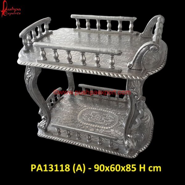 Floral Carved White Metal Kitchen Cart PA13118 (A) Antique Wooden Tea Carts With Wheels, Vintage Wooden Serving Cart With Wheels, White Metal Cart, White Metal Cart With Wheels, White Metal Kitchen Cart, White Metal Rolling Cart, White.jpg