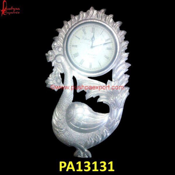 White Metal Peacock Wall Clock PA13131 round silver clock,White Metal Meenakari Clock,Antique Silver Desk Clock,White Metal Wall Clock,Silver Wall Clock,Round Silver Clock,White Metal Antique Clock,Large White Metal clock.jpg