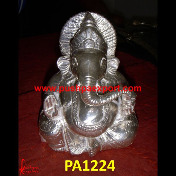 Silver Engraved Ganesh Idol PA1224 Silver Lord Ganesha Statue, Silver Murti Ganesha, Silver Plated Ganesh Idols, Silver Plated Ganesh Murti, Silver Statue Of Lord Ganesha, Silver Vinayaka Idol.jpg