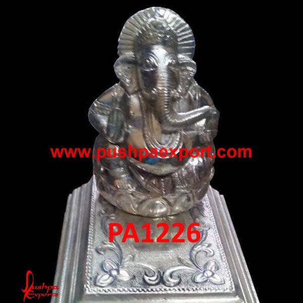 Ganesha Idol PA1226 Silver Lord Ganesha Statue, Silver Murti Ganesha, Silver Plated Ganesh Idols, Silver Plated Ganesh Murti, Silver Statue Of Lord Ganesha, Silver Vinayaka Idol.jpg