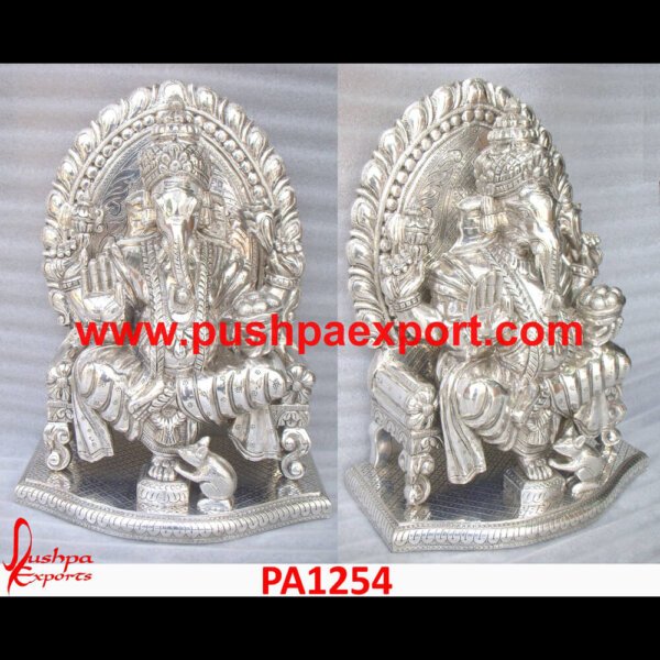 Silver Carving Ganesha Idol PA1254 Silver Lord Ganesha Statue, Silver Murti Ganesha, Silver Plated Ganesh Idols, Silver Plated Ganesh Murti, Silver Statue Of Lord Ganesha, Silver Vinayaka Idol.jpg