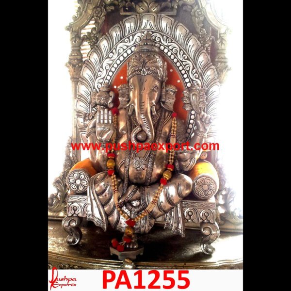 Silver Carved Ganpati Idol PA1255 Silver Lord Ganesha Statue, Silver Murti Ganesha, Silver Plated Ganesh Idols, Silver Plated Ganesh Murti, Silver Statue Of Lord Ganesha, Silver Vinayaka Idol.jpg