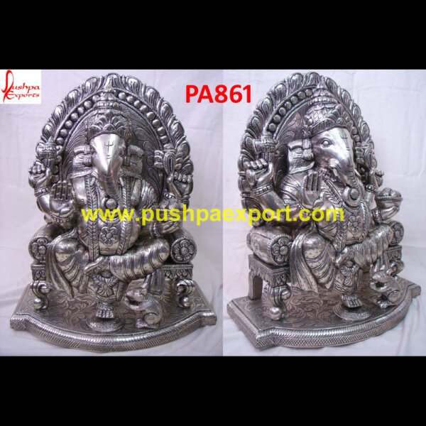 Solid Silver Ganesh Idol PA861 Silver Lord Ganesha Statue, Silver Murti Ganesha, Silver Plated Ganesh Idols, Silver Plated Ganesh Murti, Silver Statue Of Lord Ganesha, Silver Vinayaka Idol.jpg