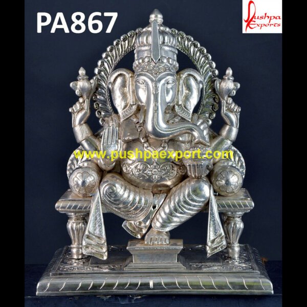 Silver Ganesh Ji Idol PA867 Silver Lord Ganesha Statue, Silver Murti Ganesha, Silver Plated Ganesh Idols, Silver Plated Ganesh Murti, Silver Statue Of Lord Ganesha, Silver Vinayaka Idol.jpg