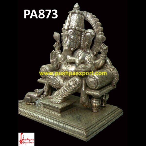 Silver Coated Ganesh Statue PA873 Silver Lord Ganesha Statue, Silver Murti Ganesha, Silver Plated Ganesh Idols, Silver Plated Ganesh Murti, Silver Statue Of Lord Ganesha, Silver Vinayaka Idol.jpg