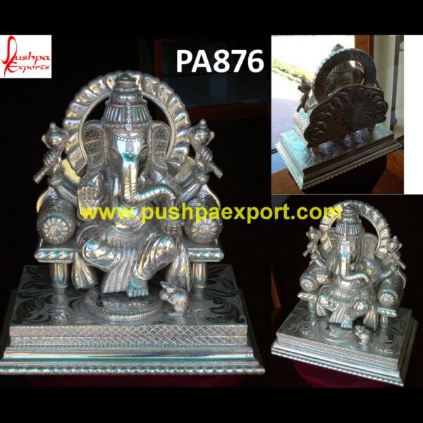 Ganesha Metal Statue PA876 Silver Lord Ganesha Statue, Silver Murti Ganesha, Silver Plated Ganesh Idols, Silver Plated Ganesh Murti, Silver Statue Of Lord Ganesha, Silver Vinayaka Idol.jpg