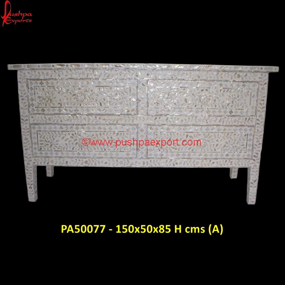 Handcarved 4 Drawer MOP Cabinet PA50077 - 150x50x85 H cms (A) black bone inlay cabinet table,black bone inlay chest of drawers,black laquered mother of pearl cabinet,black mother of pearl chest of drawers.jpg